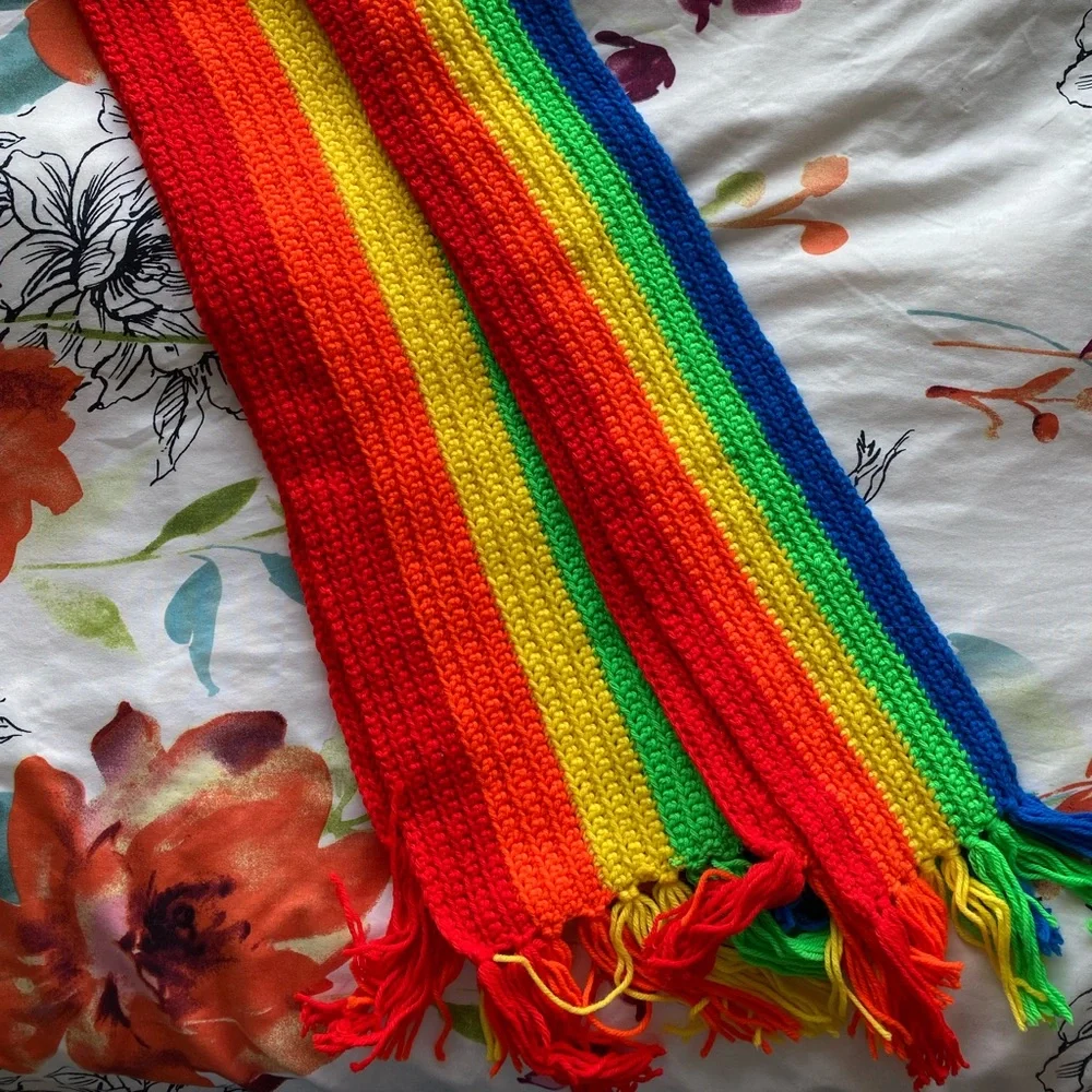 Handmade Long Crocheted Rainbow Scarves (two!)